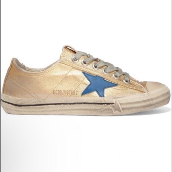 Golden Goose V-Star 2 Laminated Metallic Sneakers size 39/ US 9 - Picture 1 of 11